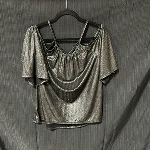 Millibon brand Shiny Black off the shoulders top / Size S / N-24